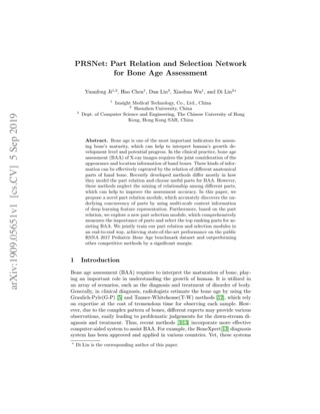 First page of PRSNet: Part Relation and Selection Network for Bone Age Assessment