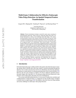 First page of Multi-Frame Collaboration for Effective Endoscopic Video Polyp Detection