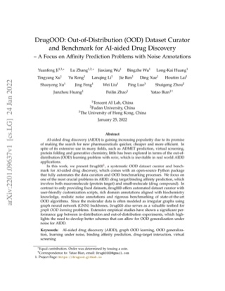 First page of DrugOOD: Out-of-Distribution Dataset Curator and Benchmark for AI-aided Drug Discovery