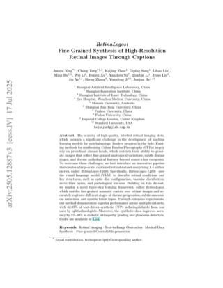 First page of RetinaLogos: Fine-Grained Synthesis of High-Resolution Retinal Images Through Captions