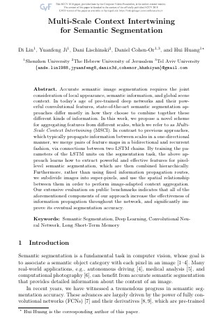 First page of Multi-Scale Context Intertwining for Semantic Segmentation